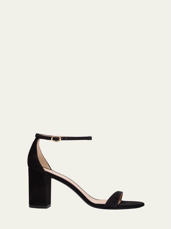 Stuart Weitzman Shoes - Stuart Weitzman Women's Nudist Block 75 Sandals Black Suede Size 8